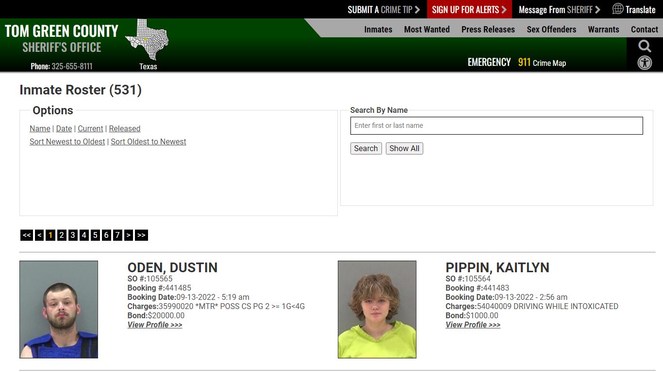 Inmate Roster - Tom Green County TX Sheriff's Office